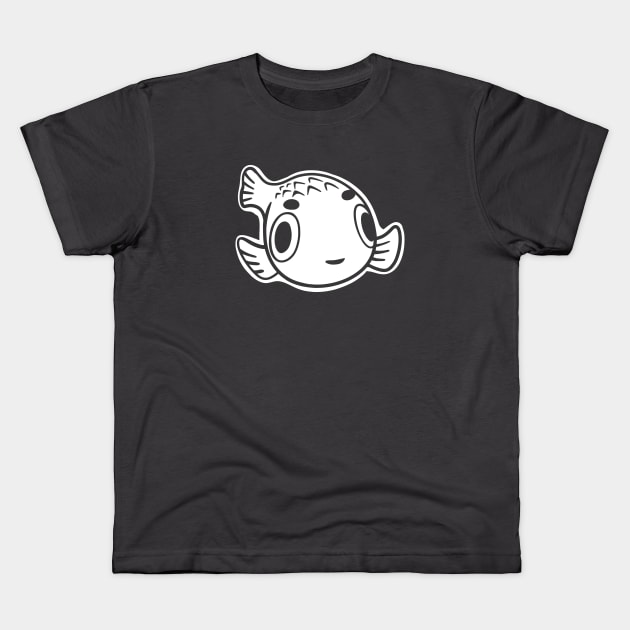 Minimal Puffer fish. Stylized art for bubblefish fans Kids T-Shirt by croquis design